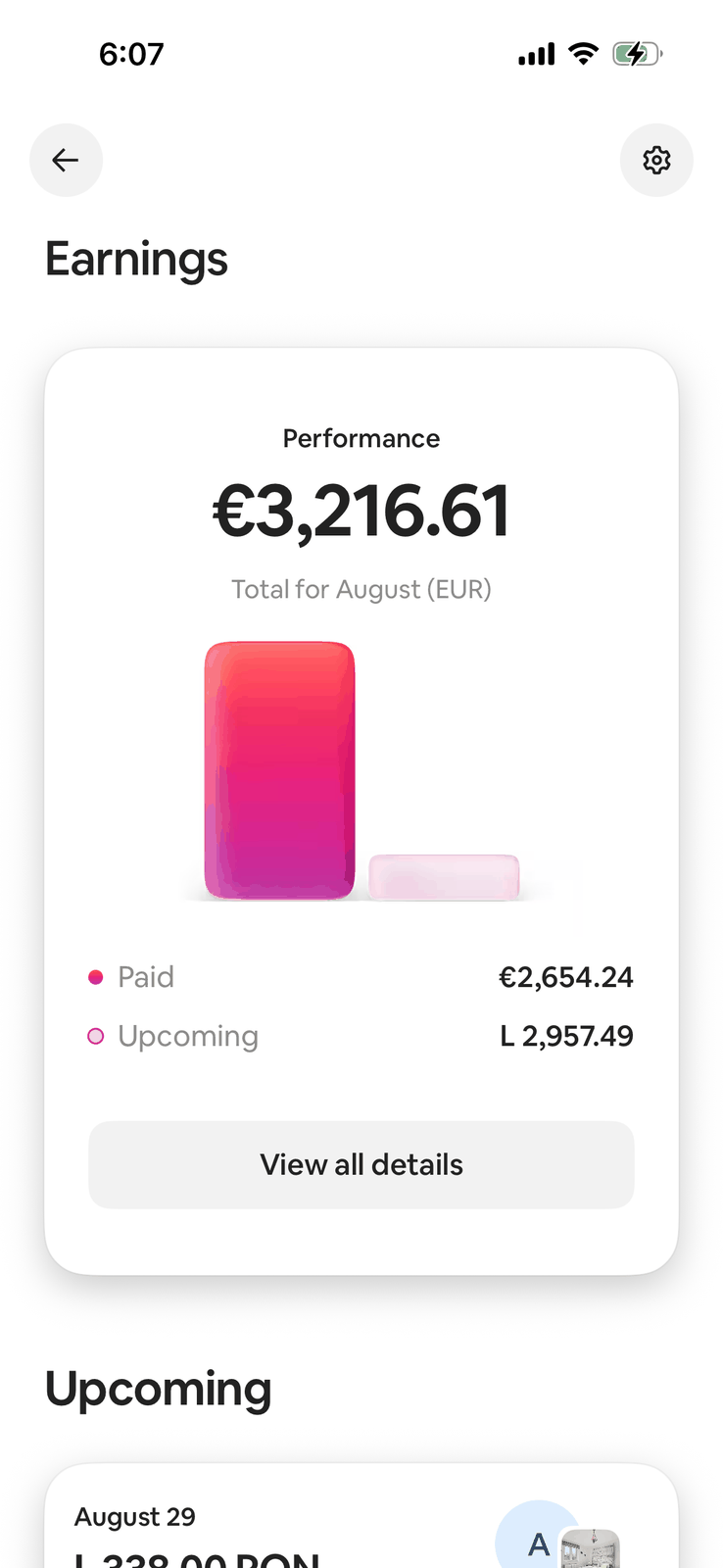 Airbnb earnings screenshot