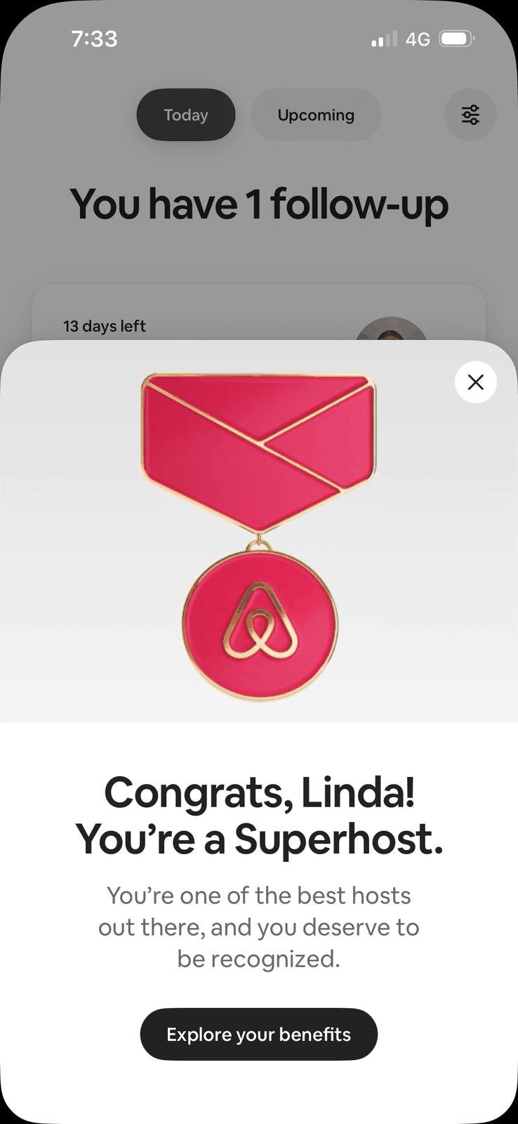 Airbnb Superhost notification